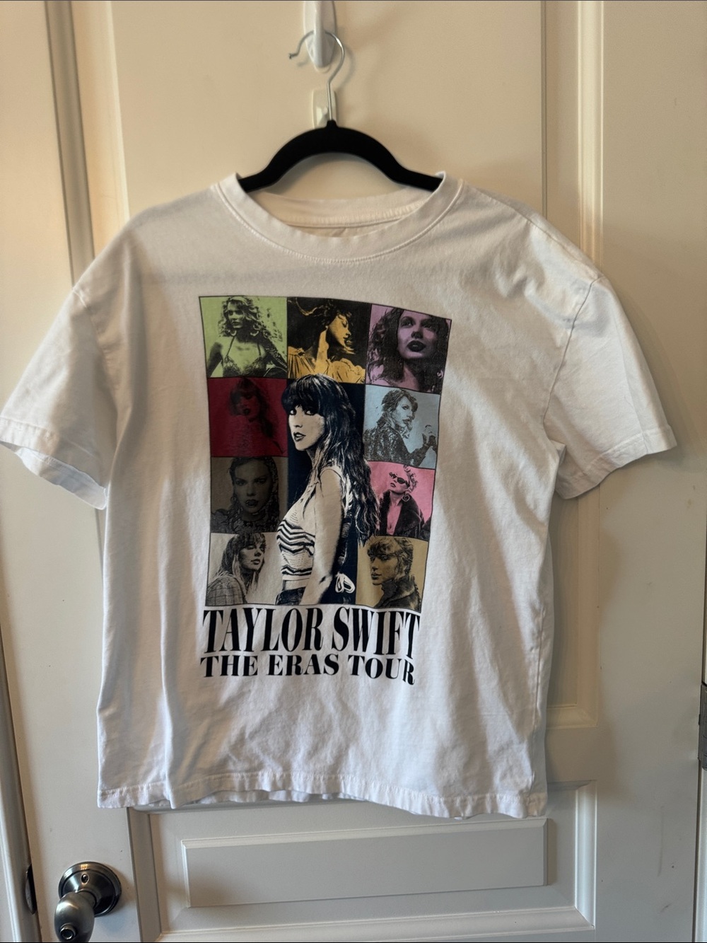 Taylor Swift White Tee with Multicolor Photo Grid from the Eras Tour